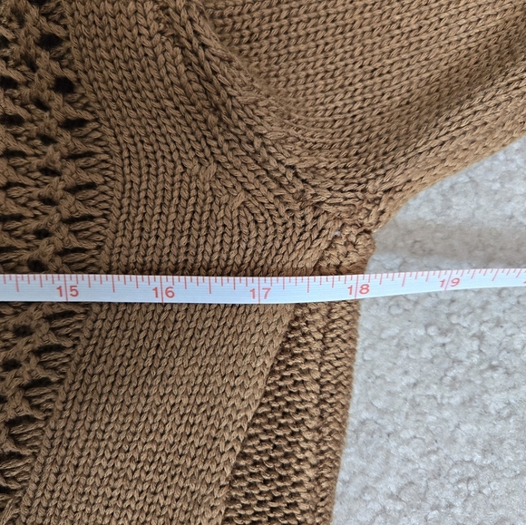 ONE A Tan Open Front Knit Sweater Cardigan With Back Fringe. Size XS - Picture 8 of 9